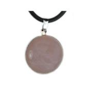 Pendentif Cabochon Pierre Ronde 18 mm en Quartz Rose