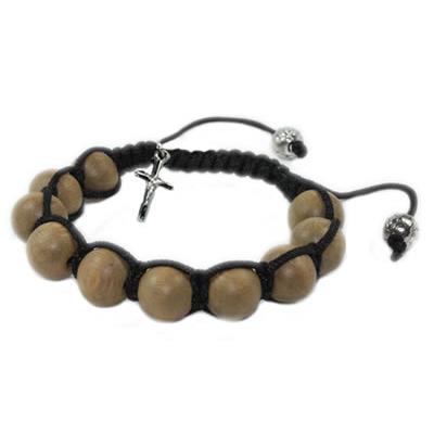 Bracelet Dizainier Shamballa en Bois et Croix