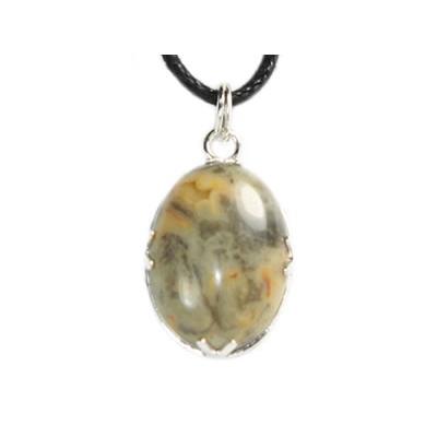 Agate Crazy Lace Pendentif Cabochon Pierre Ovale 18x13 mm et Argent 925