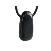 Agate Noire ou Onyx Pendentif Pierre Roulée