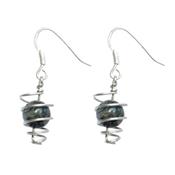 Boucles d'Oreilles Pierre Boule en Labradorite Spirale Argent 925