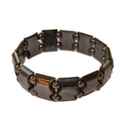 Bracelet Hématite Magnétique Plaquettes Bombées et Boules