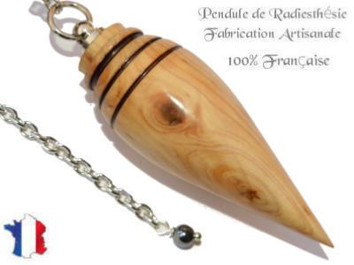 Pendule Goutte en Bois de Genévrier Pièce Unique N°GOUGEN-2