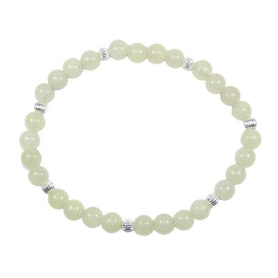 Bracelet en Pierres Boules de Jade de Chine (6 mm) Perles Argent 925