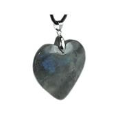 Pendentif Coeur en Labradorite 4 cm (Bélière Argentée)