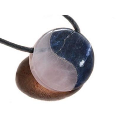 Pendentif Yin Yang (2 cm) Pierre Quartz Rose et Sodalite