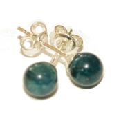 Apatite Puces d'Oreilles Rondes 6 mm et Argent 925