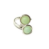 Bague en Argent Double Cabochons Ronds de 8mm en Pierre d'Amazonite