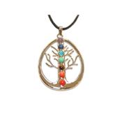 7 Chakras Pendentif Arbre de Vie Montage Argenté