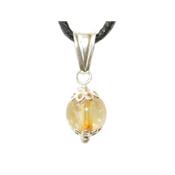 Pendentif Pierre Boule de 8mm en Citrine Montage et Blire en Argent 925