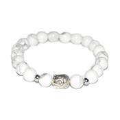 Bracelet en Pierres Boules d'Howlite Blanche 8 mm et Bouddha