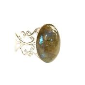 Bague Style Baroque en Labradorite Cabochon Ovale 18x13 mm