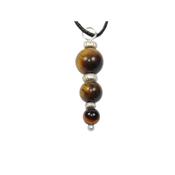 Pendentif Pierres Boules en Oeil de Tigre Perles Argent 925