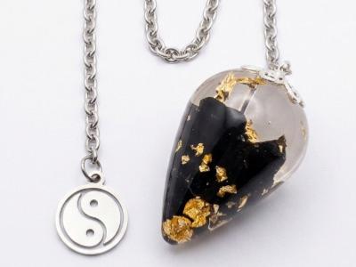 Pendule de Radiesthésie goutte Orgonite et Cristaux en Pierre de Larimar-1