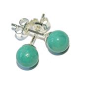 Turquoise Puces d'Oreilles Rondes 6 mm et Argent 925