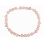 Bracelet en Pierres Boules de Quartz Rose (6 mm) Perles Argent 925